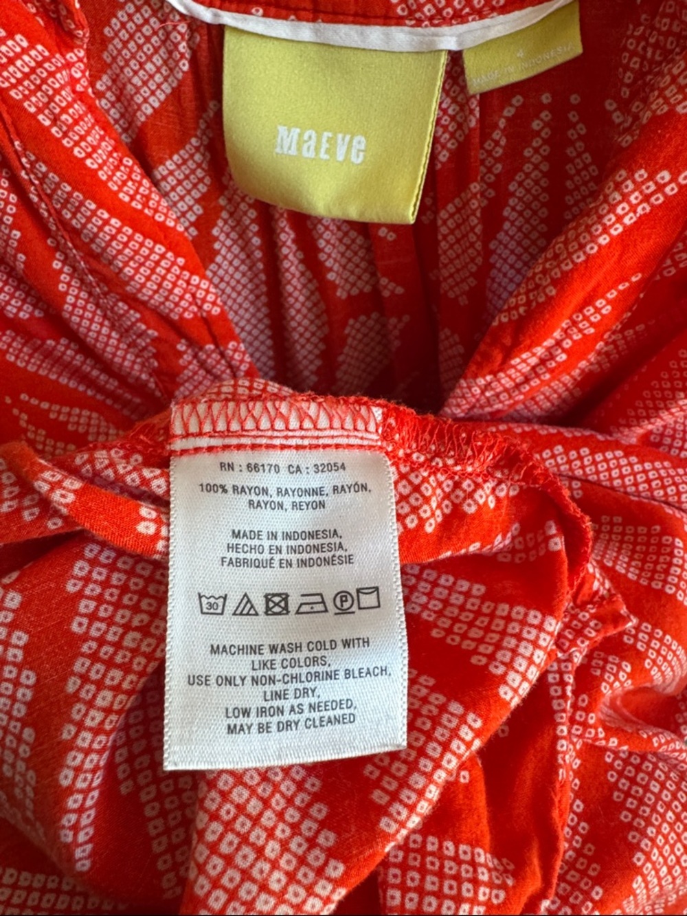 Maeve Orange-Red Geometric Sleeveless V-Neck Camisole Summer Sleeveless Blouse - Picture 4 of 5